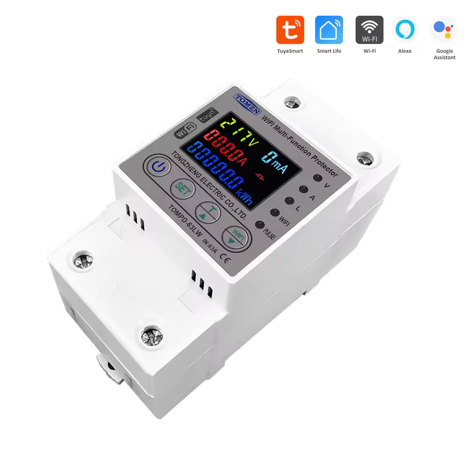 tomzn_10in1_Alladin_3 Tomzn All in One TOMPD 63LW 63A WIFI Smart Circuit Breaker with voltage current and leakage protection. Tomzn 10in1 Smart Protector - Image 1